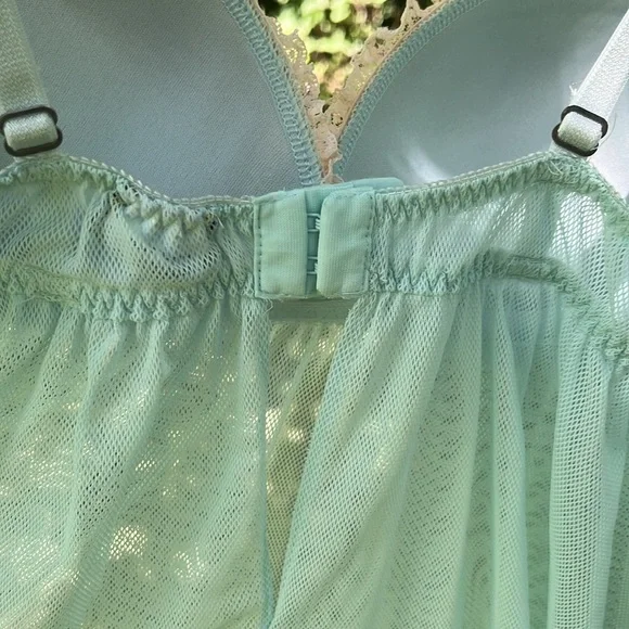 Elegant Lace Trim Babydoll Lingerie in Light Blue - Picture 7 of 12